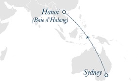 Carte Sydney Hanoi Tour du Monde 2020