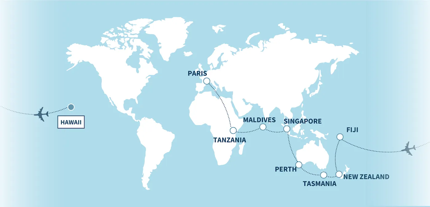 Map World Tour Itinerary Hawaii
