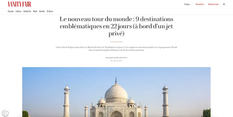 Vanity Fair Tour du Monde Grand Luxe 