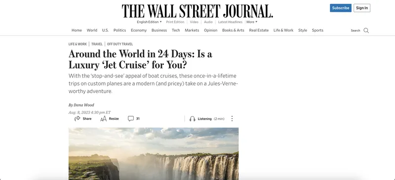 Wall street journal around the world luxury tour