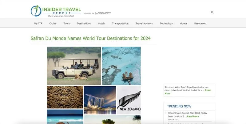 Travel Inside Report Luxury Around the world